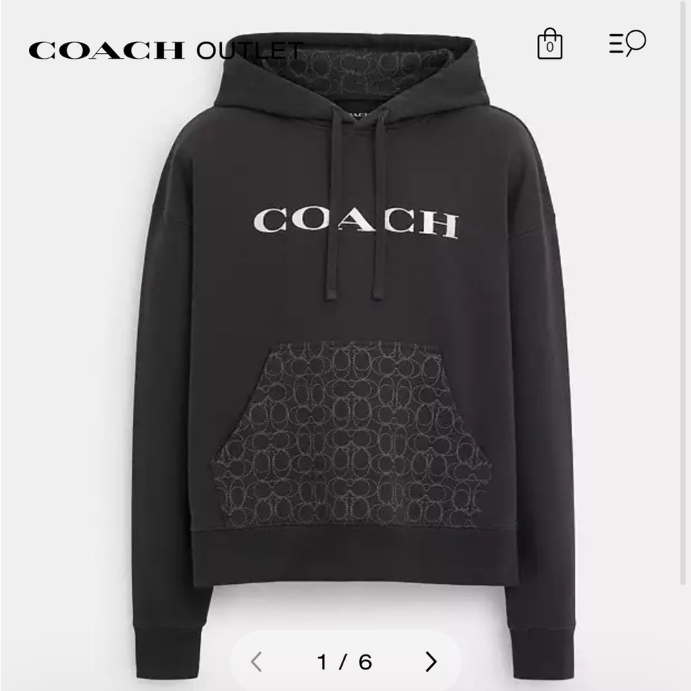 NWOT Coach Black and Gray Geometric Oversized Unisex Hoodie- XL